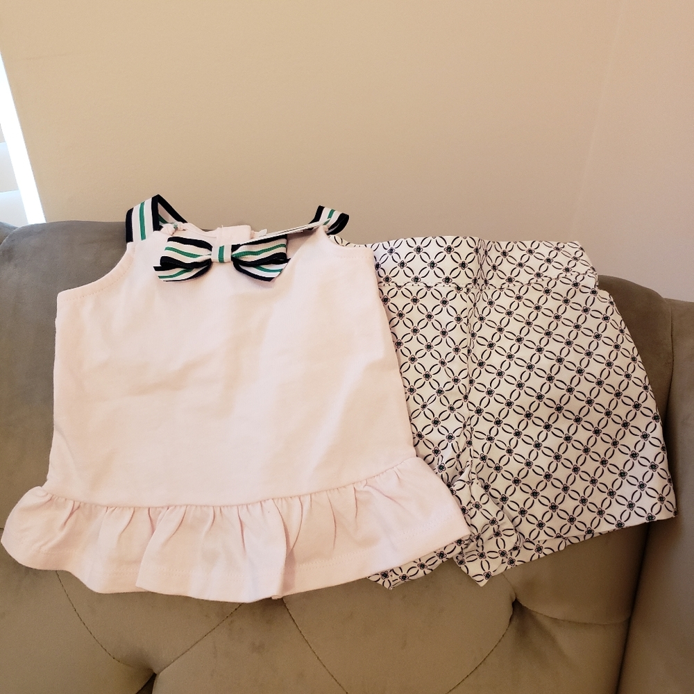 Janie and Jack pink tank and design shorts 6-12mth